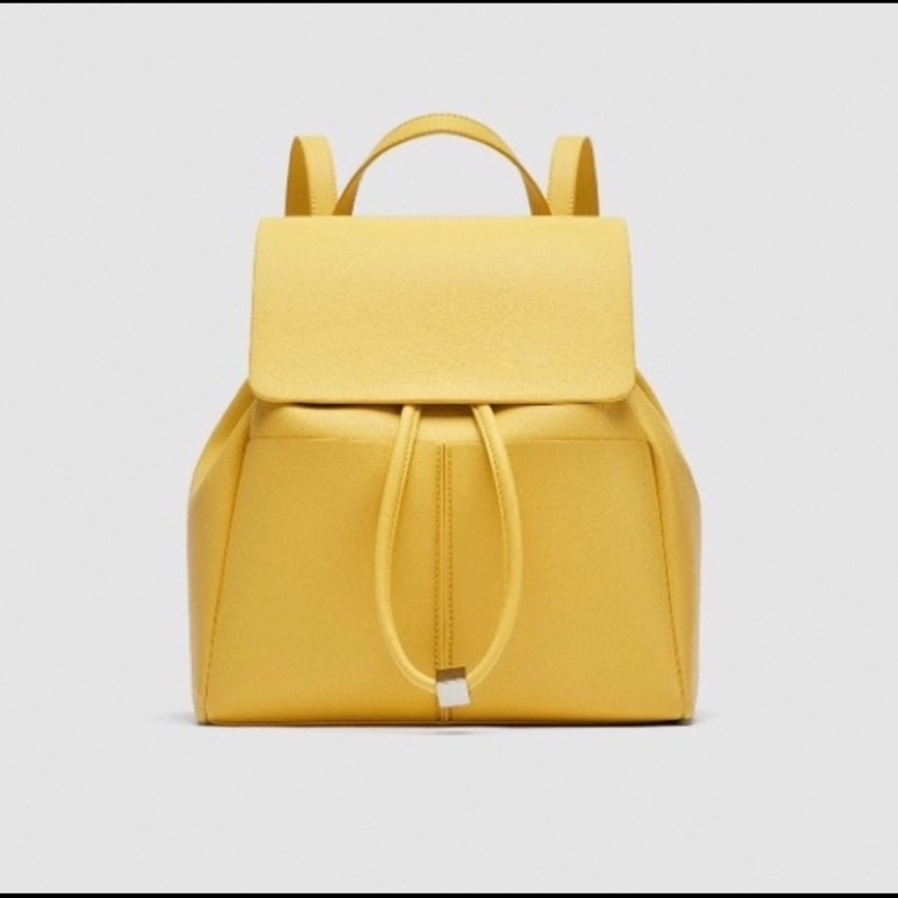 Zara Yellow Leather Drawstring Backpack
